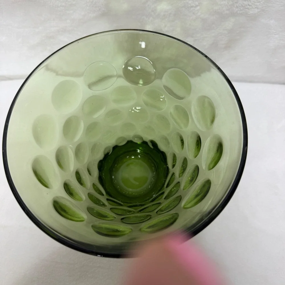 VTG Hazel Atlas Avocado Green Dot El Dorado Candy Dish Thumbprint MCM‎